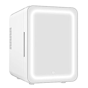 VNIMTI Small Refrigerator 4 Liter/6 Cans, Skin Care Fridge with Led Mirror, Cooler & Warmer Mini Compact Refrigerator…