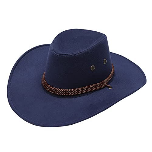 Hotel Paradiso Adulti Casual Solid Western Cowboy Cappello Da Sole Largo Tesa Viaggio Parasole Rosa Romanzi Inverno, Blu marino, Taglia unica