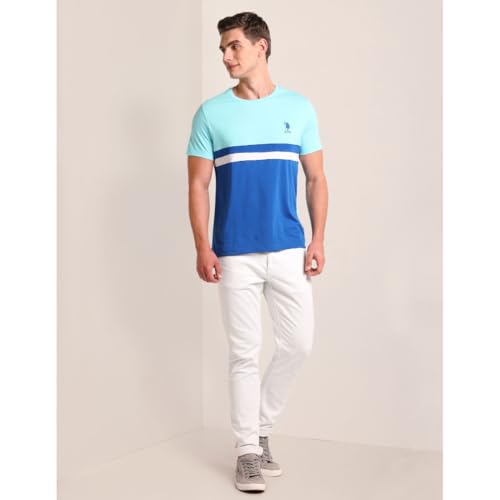 Image of U.S. Polo ASSN. Knitted Slim Fit Cotton T-Shirts for Men - Breathable & Comfortable, Half Sleeves Mens Casual T Shirts