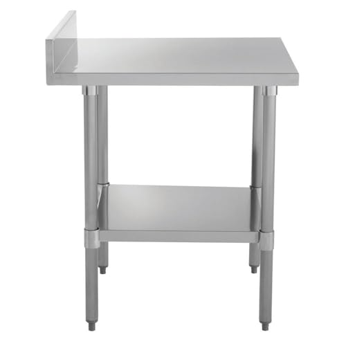 Image of Kratos Commercial Worktable, All-Stainless Steel Kitchen Prep Table with Undershelf and Backsplash, 30 inchDx30 inchW, NSF, 16ga /304SS (28W-317)