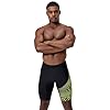 Speedo Men's Medley Logo Jammer, Black/Hyper Yellow, 32