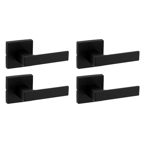Image of Kwikset Singapore Interior Passage Door Handle, Lever for Closet and Hallway Doors, Reversible Non-Locking Handle Lever, Matte Black, with Microban Protection, 4 Pack