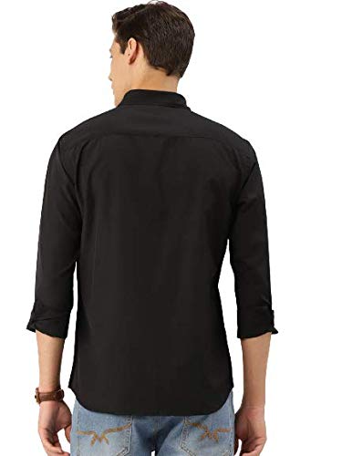 Image of Style Quotient Men Black Solid Casual Regular Fit Shirt