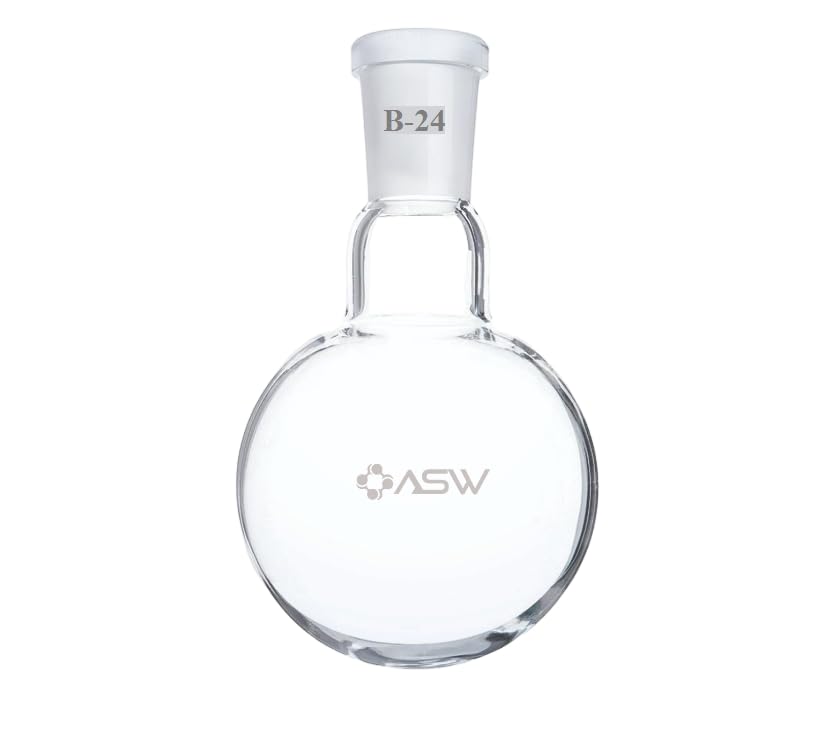 ASW Borosilicate Glass 3.3 Single Neck Round Bottom Boiling Flask, 250ml Pack of (1), with Centre and Side Joints Size (B-24) (B0CQNZBXV3) Amazon Price History, Amazon Price Tracker