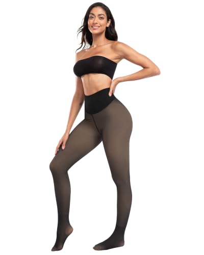 Image of ATHVOTAR Fleece Lined Winter Tights Women - Thermal Warm Opaque Pantyhose Thick Sheer Leggings