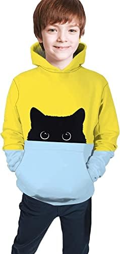 NiuKom Funny Black Cat Toddler Hoodies Hooded Sweatshirt Hoody Pullover for Boys Girls Kids