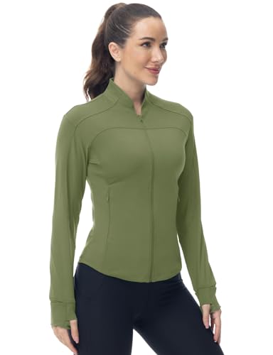 Image of Gopune Women's Workout Athletic Jacket Lightweight Zip Up Yoga Slim Fit Tops with Pockets