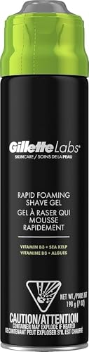 Image of Gillette Labs Rapid Foaming Shaving Gel for Men, Alcohol, Dye and Paraben-Free with Vitamin B3 and Sea Kelp, Cools and Soothes Skin, 7 OZ