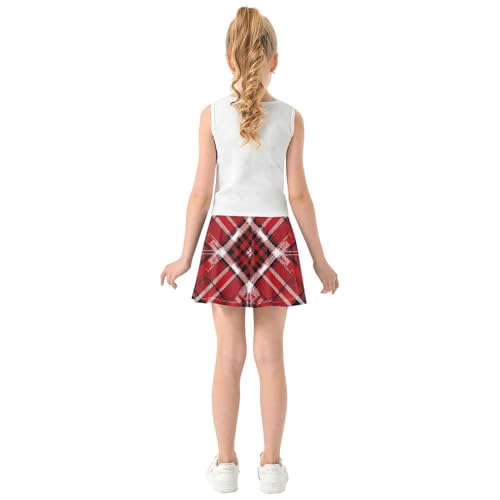 Joisal Kids Tennis Skirts Red Plaid Tartan Xmas Girls Skorts Athletic Shorts Preppy Pleated 4t4