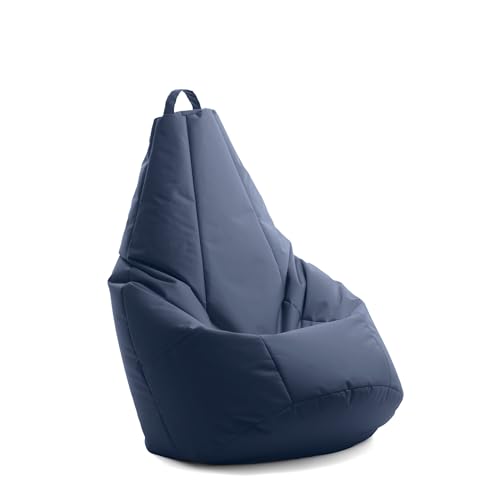 Avalon - Puff Salon Modelo Pera Jive en Tela Técnica Reforzada, Modelos de Pufs con Relleno Incluido, Puf Muy Ergonómico y Cómodo, Anti-desgarros e Impermeable, Made in Italy(Grande L-Azul Oscuro)