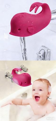 Image of Baby Bath Spout Cover, Silicone Faucet Protector for Kids - Soft Universal Tub Spout Guard, Prevent Bumps & Burns, Non-Slip Bath Safety Accessories for Infants Toddlers(Pink /Blue /Grey) (Pink)