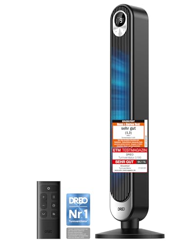 Dreo 20dB DC Motor Turmventilator Leiser, 11M Windentfernung...