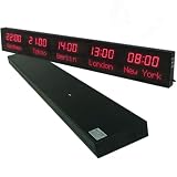 Reloj de pared digital LED de 5 zonas horarias para hoteles, aeropuertos y lugares de entretenimiento, pantalla de ciudad personalizable