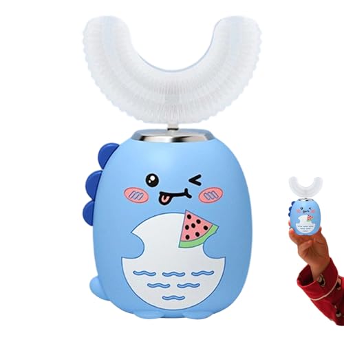Cepillo de dientes ultrasónico curvado para niños, cepillo de dientes eléctrico inteligente con temporizador, modos de limpieza, cabezal de cepillo de silicona , fomenta los hábitos de cepillado