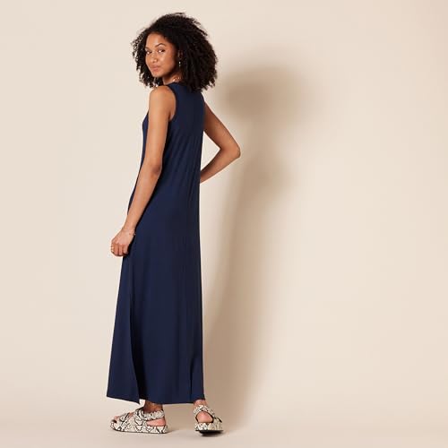 Image of Amazon Essentials Women's Side-Slit Jersey V-Neck Maxi Length Dress