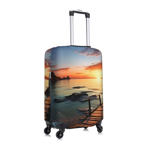 Travel Luggage Cover Fashion Suitcase Protector Seascape Sunset Ocean Beach Spandex Baggage Covers Washable Suitcase Covers Anti-Scratch Luggage Cover Protectors Fits 18-32 Inch Suitcases Small2