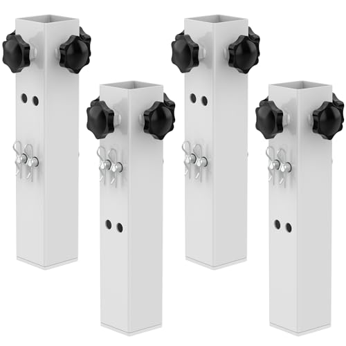 Appacare 4 Pcs White Table Leg Extenders - Adjustable, Metal Square Folding Leg Risers, Raise Table Height 3.5