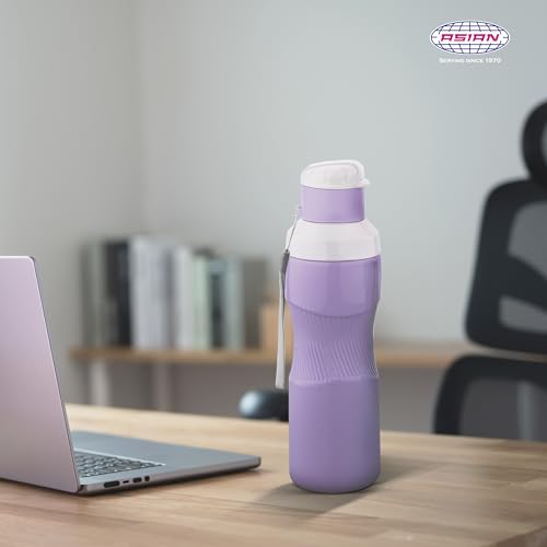 Image of Asian Thumb Grip Insulated Water Bottle 700ml | Steel Inner Flask for Hot & Cold Drinks | Leakproof & BPA Free | Ergonomic Grip for Gym, Office & Travel | Violet Christmas Gifting Essential