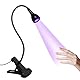 UV Lampe für Gelnägel,3W Nageltrockner LED Lampe für Gel Nagellack mit Clip & USB-Schalter,360° Flexibel Drehbare Mini UV Nagellampe,Tragbares UV Licht für Nägel,Schwarz