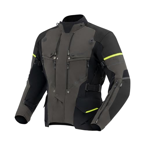 REBELHORN Range Motorradjacke Herren | Textil | Sympatex Membran | Schulter und Ellenbogenprotektoren Stufe 2 | Belüftungspaneele mit Fidlock | 3 Schichten