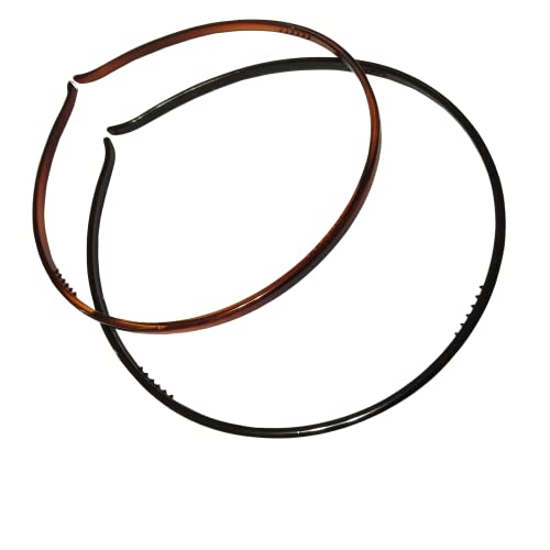 Parcelona French Skinny Set of 2 Black N Shell Brown Thin Light Weight Celluloid Acetate Hair Headbands