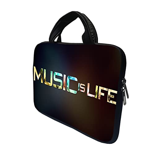 Image of TheSkinMantra Chain Laptop Sleeve Bag Compatible with Laptop /Macbooks /Chrombook /Notebook /Zbook (14.1 Inch (Handle), Music is Life)
