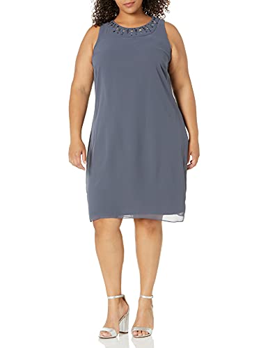 S.L. Fashions Women's Plus Size Sheath Dress and Sheer Jacket3