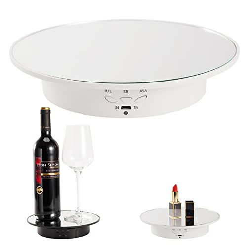 Image of 7.87' Motorized Rotating Display Stand 22lbs Load,Electronic Turntable Display Stand with USB Charging Port,for Jewelr,Photography Products,3D Model,cake,Mirror Cover