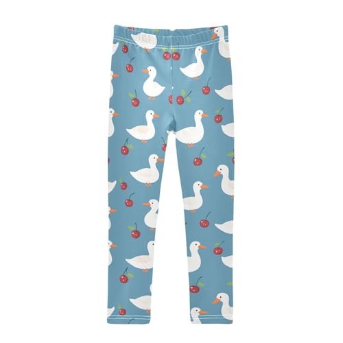 White Ducks Girls' Leggings Toddler Doodles Red Cherries Kids Yoga Pants Dance Active Tights 4T