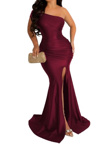 Image of Womens Off Shoulder Sexy V Neck High Split Long Maxi Dress, Formal Cocktail Party Evening Gown Mermaid Dress