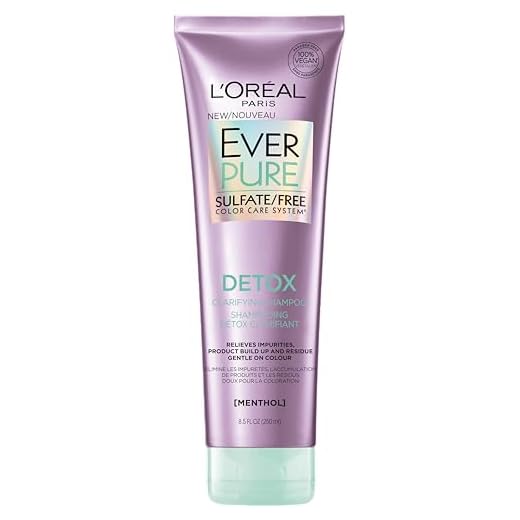 L'Oreal Paris EverPure Scalp Care + Detox Sulfate Free Shampoo for Color-Treated Hair, Anti-Dandruff, Invigorates Scalp and Removes excess build-up, Menthol and Neem Leaf Extract, 8.5 Ounce