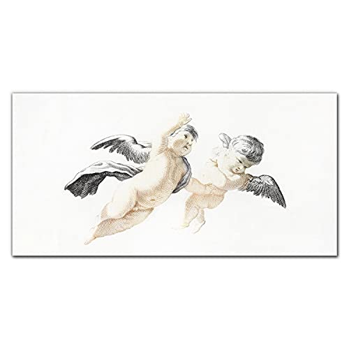 Tableau en verre trempé 100x50cm avec impression anges haut de gamme pour mur