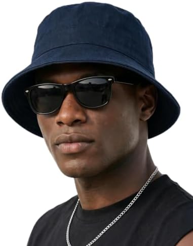 QEUOYSS Sun Bucket Hats for Men Women Fashion Cotton Summer Beach Golf Fishing Hat for Men Women Packable Outdoor Vacation Navy