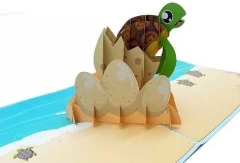 Miniatura 3 de Tarjeta emergente de tortuga marina 3D para bebé, tarjeta emergente de cumpleaños de animales 3D, tarjeta de naturaleza, tarjeta de cumpleaños para
