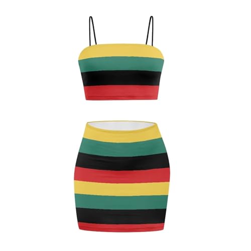 Image of 2025 Sexy Spaghetti Strap Crop Tops and Bodycon Skirt Casual 2 Piece Set S-4XL
