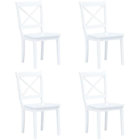 Leepesx Sillas de Comedor, Madera Maciza de Caucho Blanco Cover