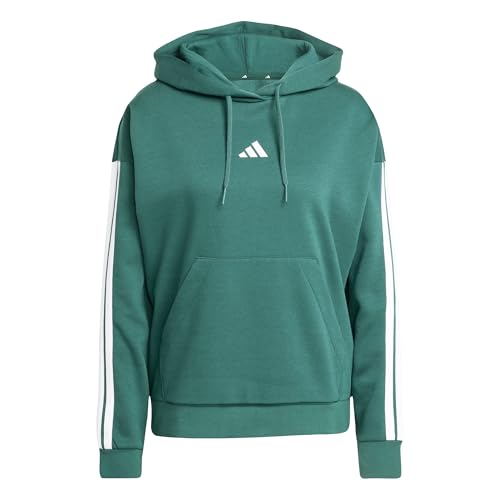 Adidas Damen Essentials 3-Stripes Fleece Hoodie, Collegiate Green/White, XL