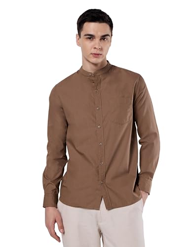 Image of Symbol Premium Men's Mandarin Collar Casual Cotton Poplin Shirt - Regular Fit |Full Sleeve | Pure Cotton (Available in Plus Sizes)