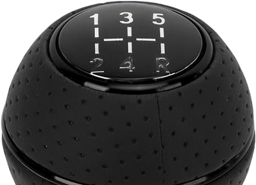 Image of AutoBizarre 5 Speed Aluminum Base Metal Ring Leather Covered Gear Knob Gear Shifter Handle Knob for All Manual Transmission Cars (Black)