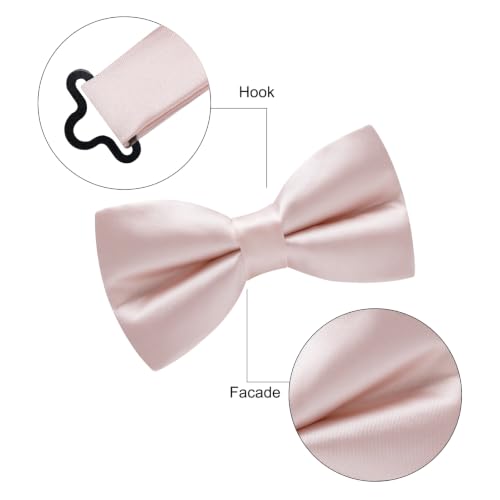Image of YourTies Bow Ties for Men Pre-Tied Adjustable Bow Tie Coloful Satin Bowtie | Satin Clip-on Bowties,Solid Color Striped Paisley,Woven Jacquard,Formal Casual Wedding Business Party Prom,Tuxedo,Gift Box