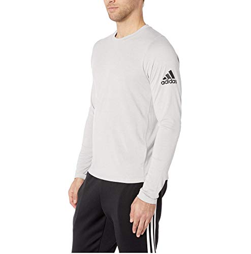 adidas Men's Freelift_Sport Heather Badge of Sport Long Sleeve Tee Gray/White Medium