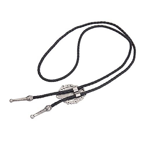 Image of GelConnie Bolo Tie for Men Women Western Cowboy Turquoise Leather Necktie | Natural Stone Bolo Tie Necklace for Women Rodeo Cowboy Leather Necktie Native American Western Cowgirl Ties Adjustable Cord