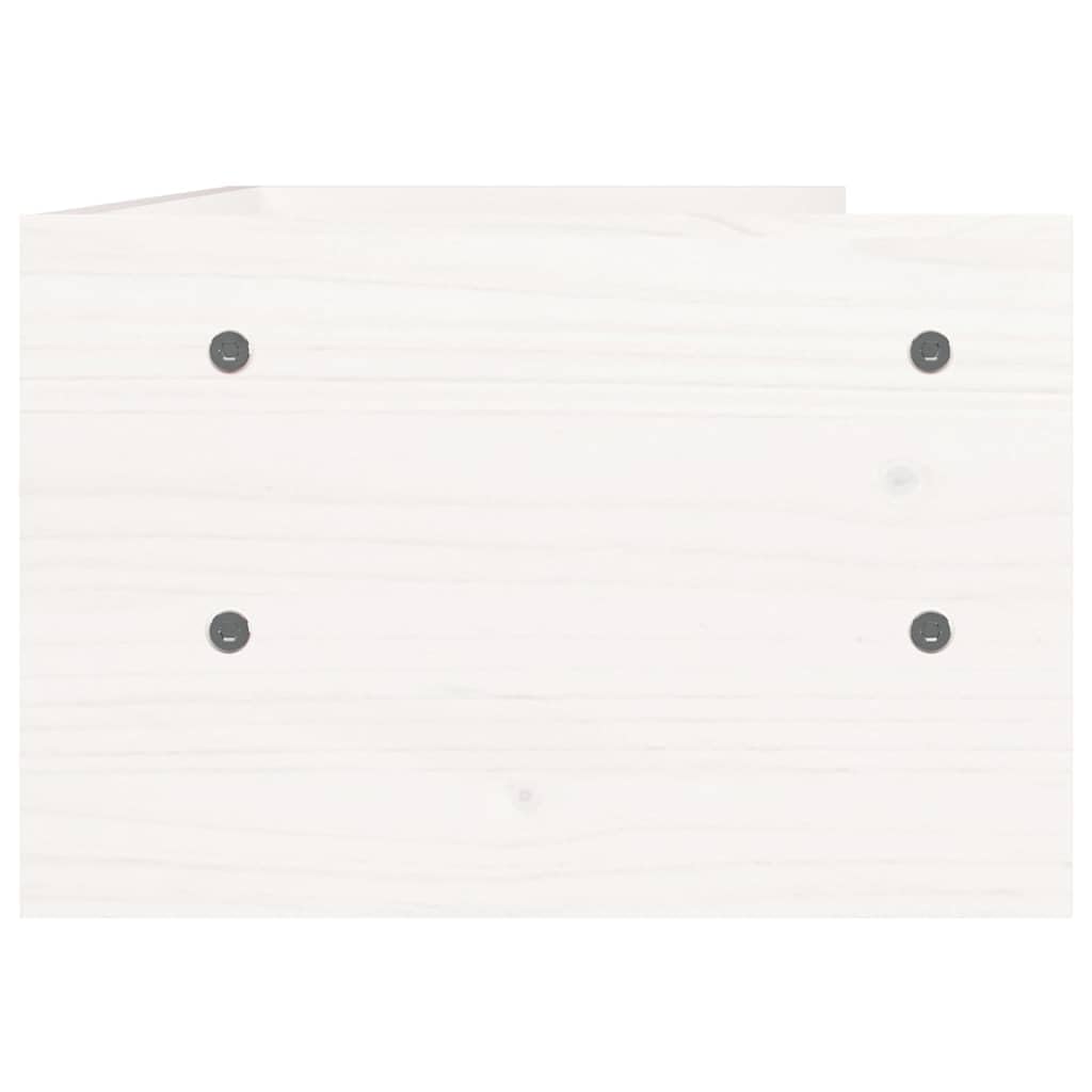 Supporto per monitor bianco in legno di pino massiccio, 50 x 24 x 16 cm, da scrivania con spazio e gestione dei cavi, per ufficio, casa, postazione di lavoro per alzare monitor e ripiano