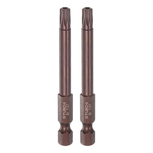 Harfington 2Pcs T27 Torx Bit 1/4" Hex Shank 3" Length Magnetic Security Star Screwdriver Power Tool, Red #TOP6
