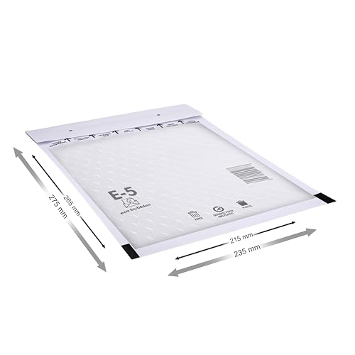 100 Versandtaschen Luftpolsterumschläge haftklebend Luftpolsterversandtaschen Luftpolstertaschen Gr. E/5 E5 weiß (240mm x 275mm) Umschläge gepolstert Polsterumschlag Taschen