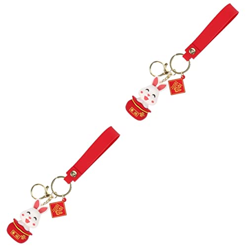 STOBOK 2 Pièces Porte-Clés Anneau Porte-Clés en Métal Décor Lapin Décor Porte-Clés Lapin Mignon Porte-Clés Chanceux Pendentifs Nouvel an Porte-Clés Lapin Décoratif Sac