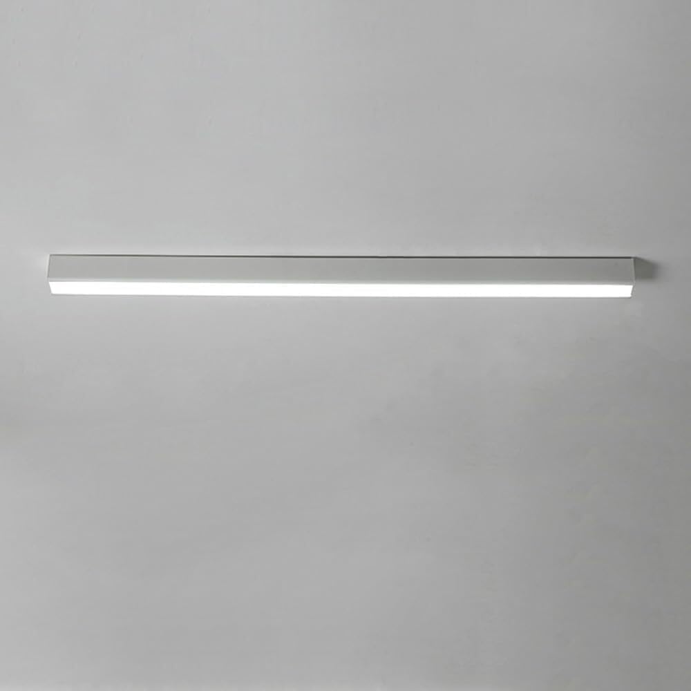 KLXSIVU Minimalist Farmhouse Decoration LED Black Linear Ceiling Light Modern White Long Strip Lamp Dimmable Hallway Chandelier Fixture for Office Balcony Foyer Stairwell Aisle Loft Restaurant