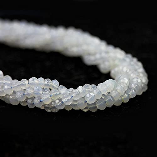 Chalcedony Micro Faceted Rondelles en pierre fine bleu pastel naturel de qualité supérieure
