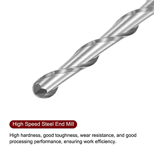 Image of HARFINGTON Ball Nose End Mill 4mm Diameter 32mm Cutting Length 4mm Shank High Speed Steel 2 Flutes Spiral Upcut CNC Router Bits