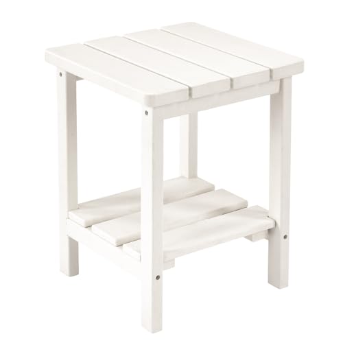 FurniSoar Adirondack Table d'appoint carrée robuste à 2 niveaux en polyéthylène haute densité renforcé pour terrasse, jardin, piscine, petite table...